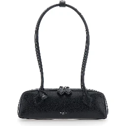 TECKEL SMALL GOATSKIN Bag with leather detail, black, unisex