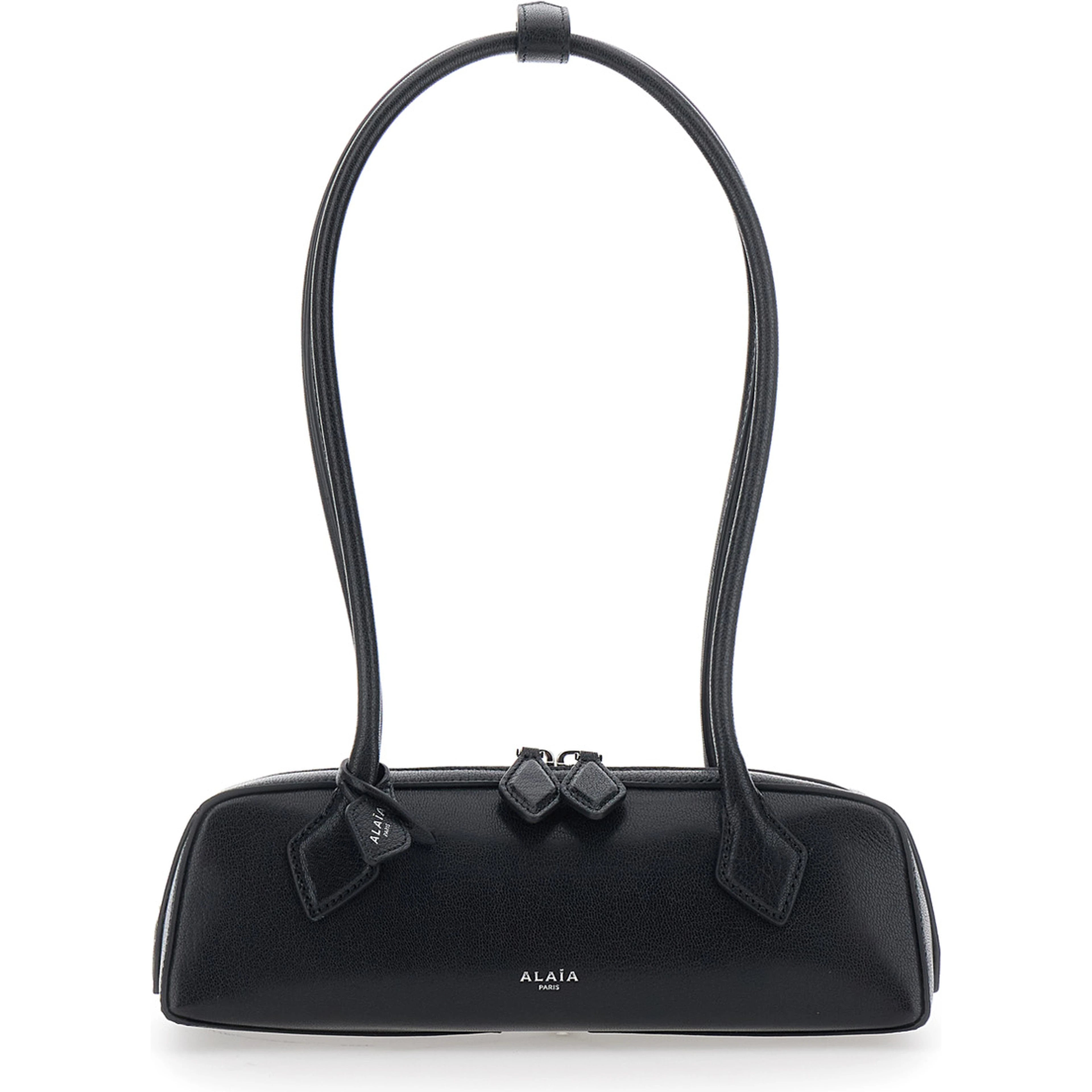 TECKEL SMALL GOATSKIN Bag with leather detail, black, unisex