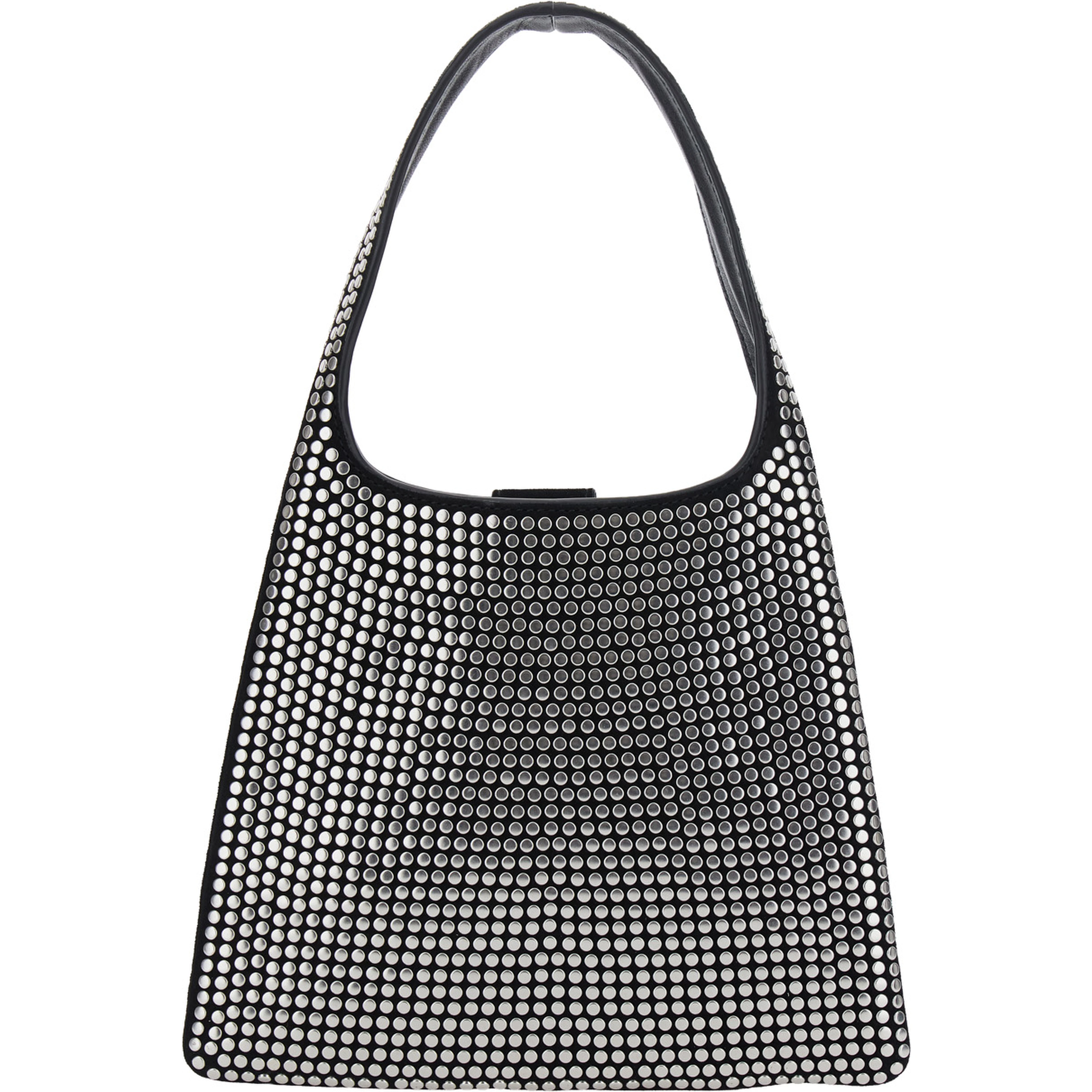 Black Leather HOBO S STUDS Bag with Metal Details for Women