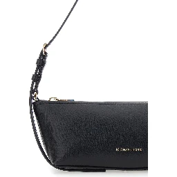 Bag LAILA SM EW POUCHETTE with metal details and shoulder strap, in leather, color Black, woman