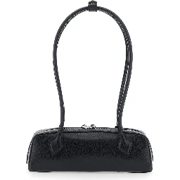 TECKEL SMALL GOATSKIN Bag with leather detail, black, unisex