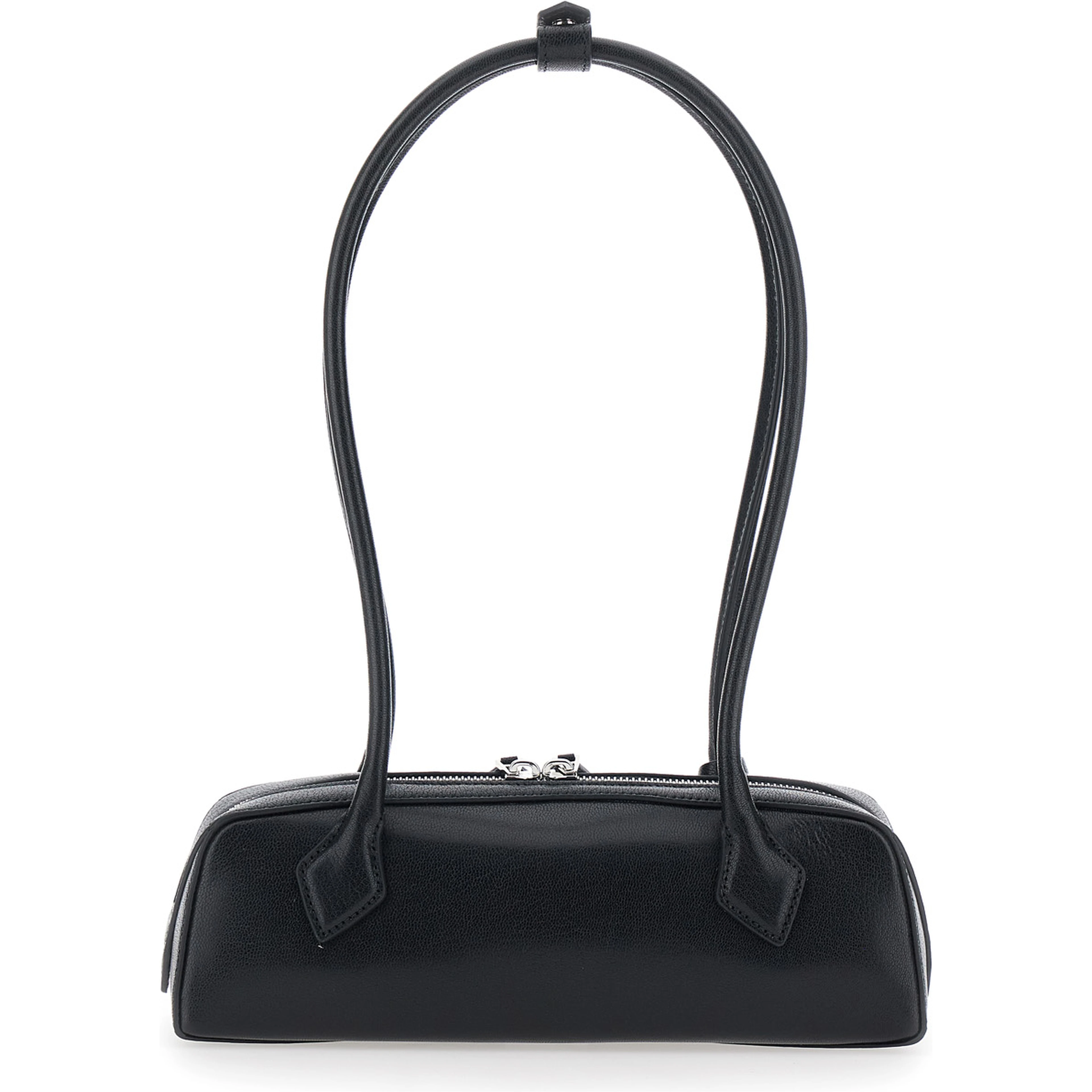 TECKEL SMALL GOATSKIN Bag with leather detail, black, unisex