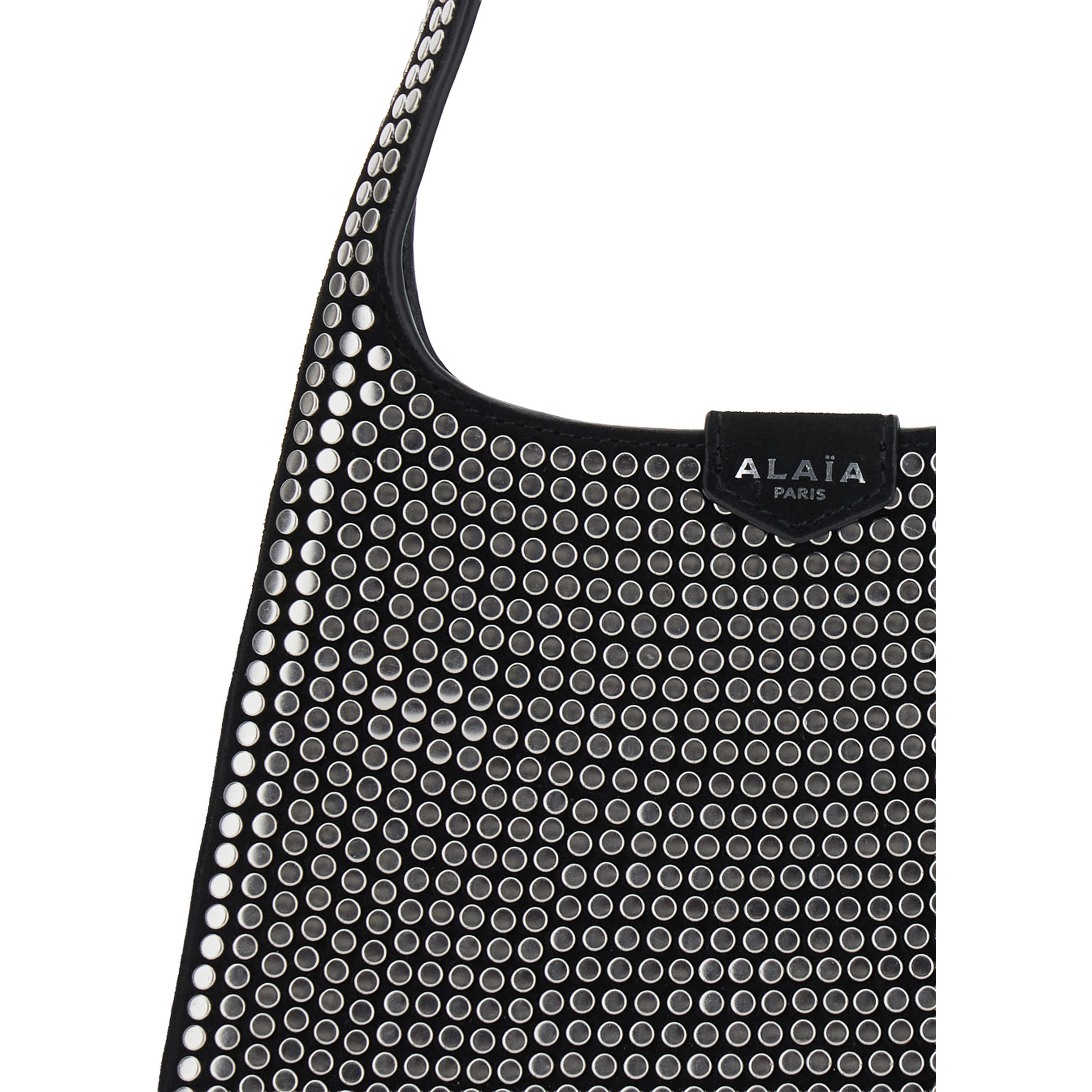 Black Leather HOBO S STUDS Bag with Metal Details for Women