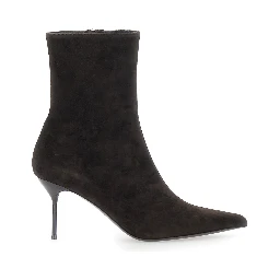 LIDIA ANKLE BOOT 70 Brown Ankle Boots with Heel and Zip