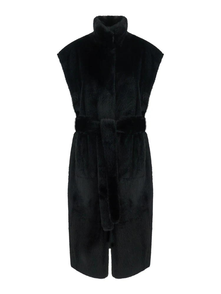 Oaklynn Vest Faux Fur Reversible with Ecoleather, 100% polyester, black, unisex