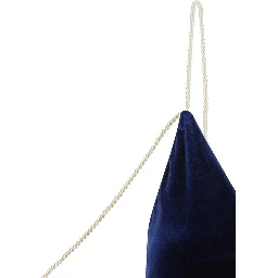 Long dress in silk velvet with beaded straps and blue color for women