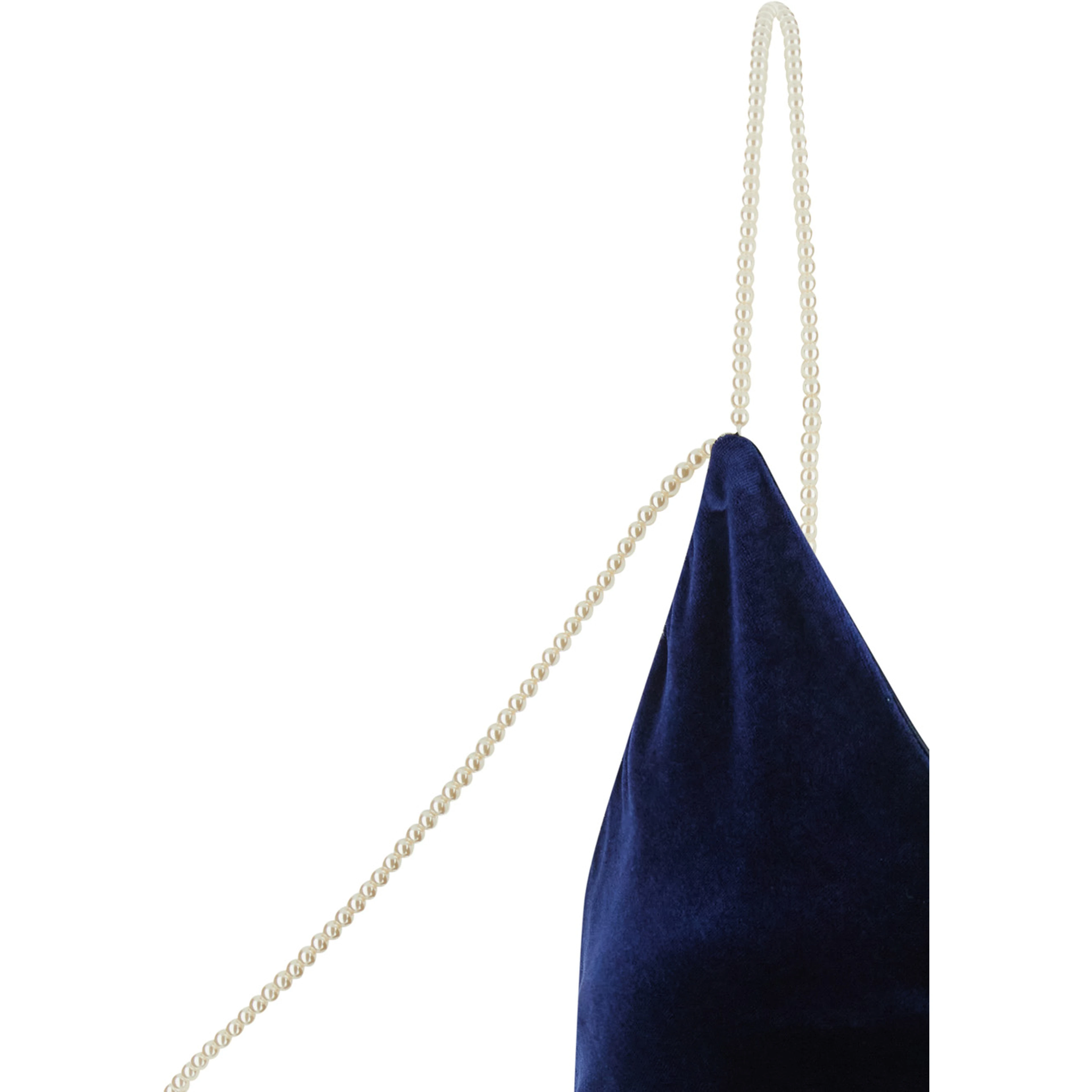 Long dress in silk velvet with beaded straps and blue color for women