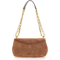 Bryant Small Turnlock Crossbody Bag with Chain and Metal Details, in Leather, Brown, Woman