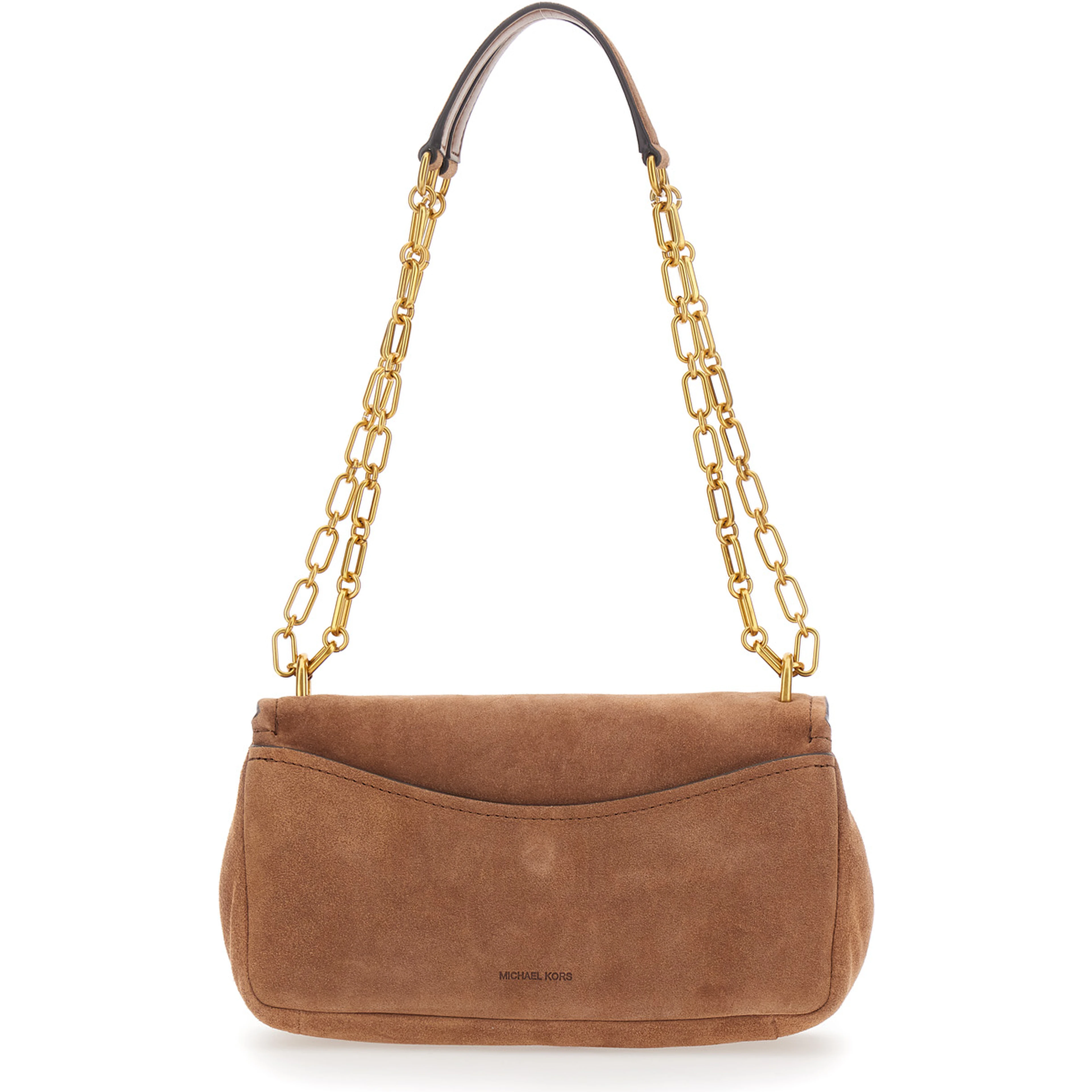 Bryant Small Turnlock Crossbody Bag with Chain and Metal Details, in Leather, Brown, Woman