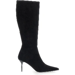 LIDIA BOOT 70 Boots with high heel and leather sole, Black, Woman