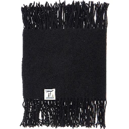 Cashmere Scarf with Fringes Black Unisex