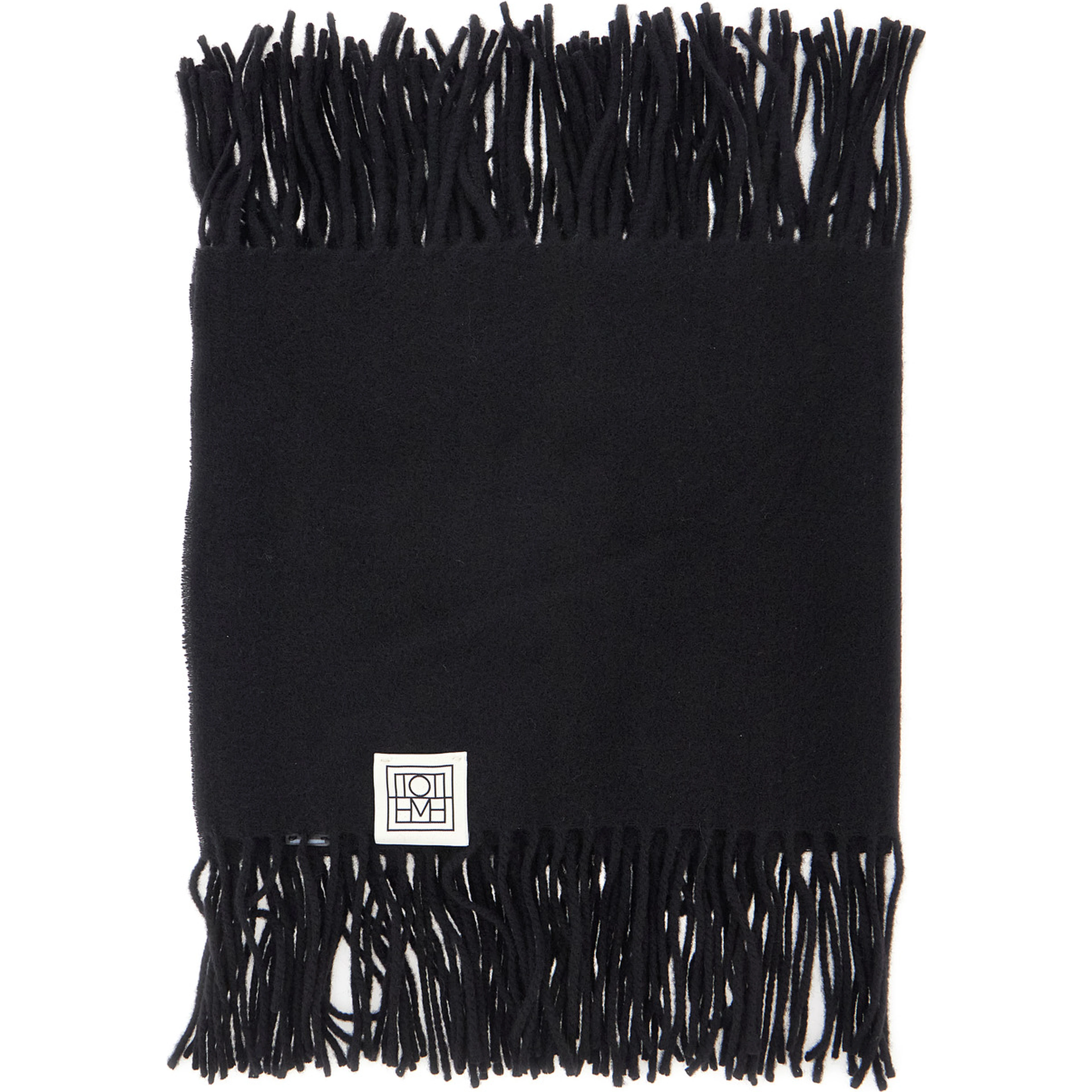 Cashmere Scarf with Fringes Black Unisex