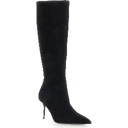 LIDIA BOOT 70 Boots with high heel and leather sole, Black, Woman