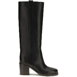 Black Calf Leather Bos Taurus High Heel Boots