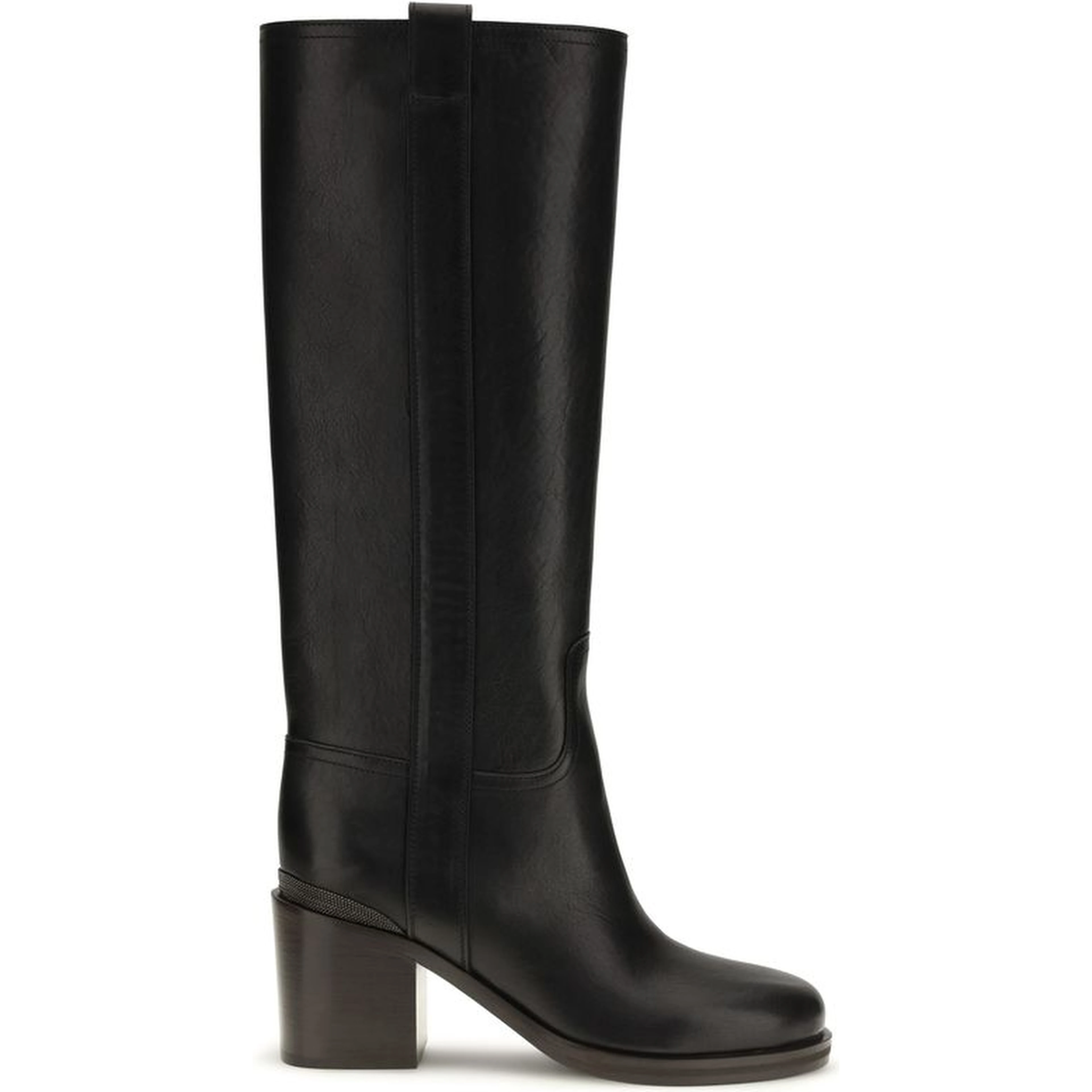 Black Calf Leather Bos Taurus High Heel Boots