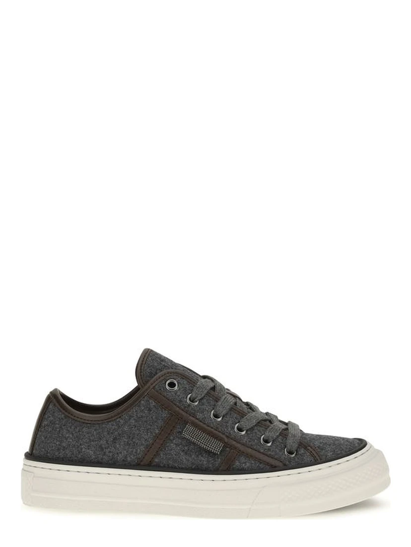 Gray Suede Leather Low Top Sneakers