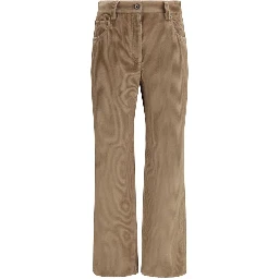 Brown Cotton Casual Pants