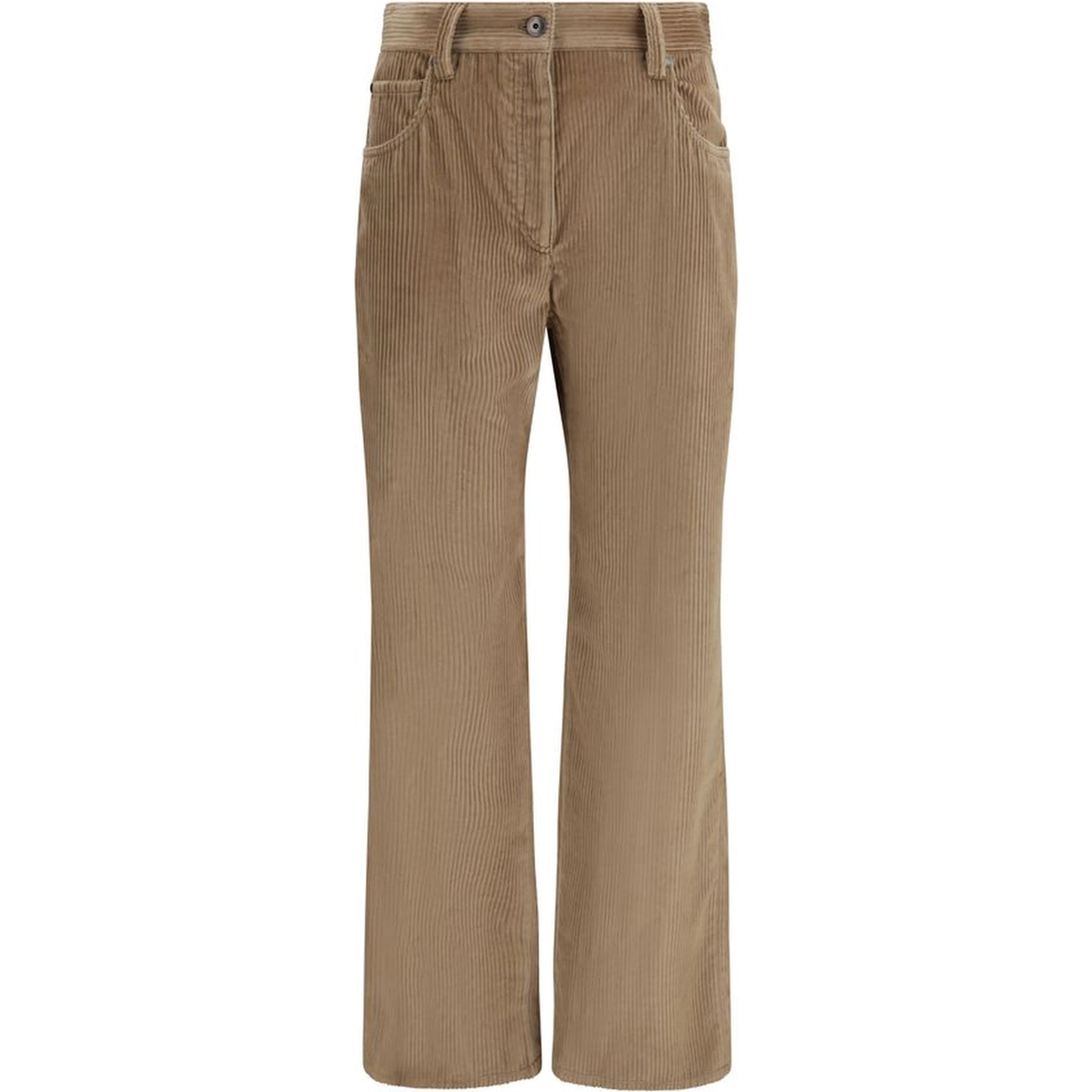 Brown Cotton Casual Pants