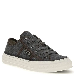 Gray Suede Leather Low Top Sneakers