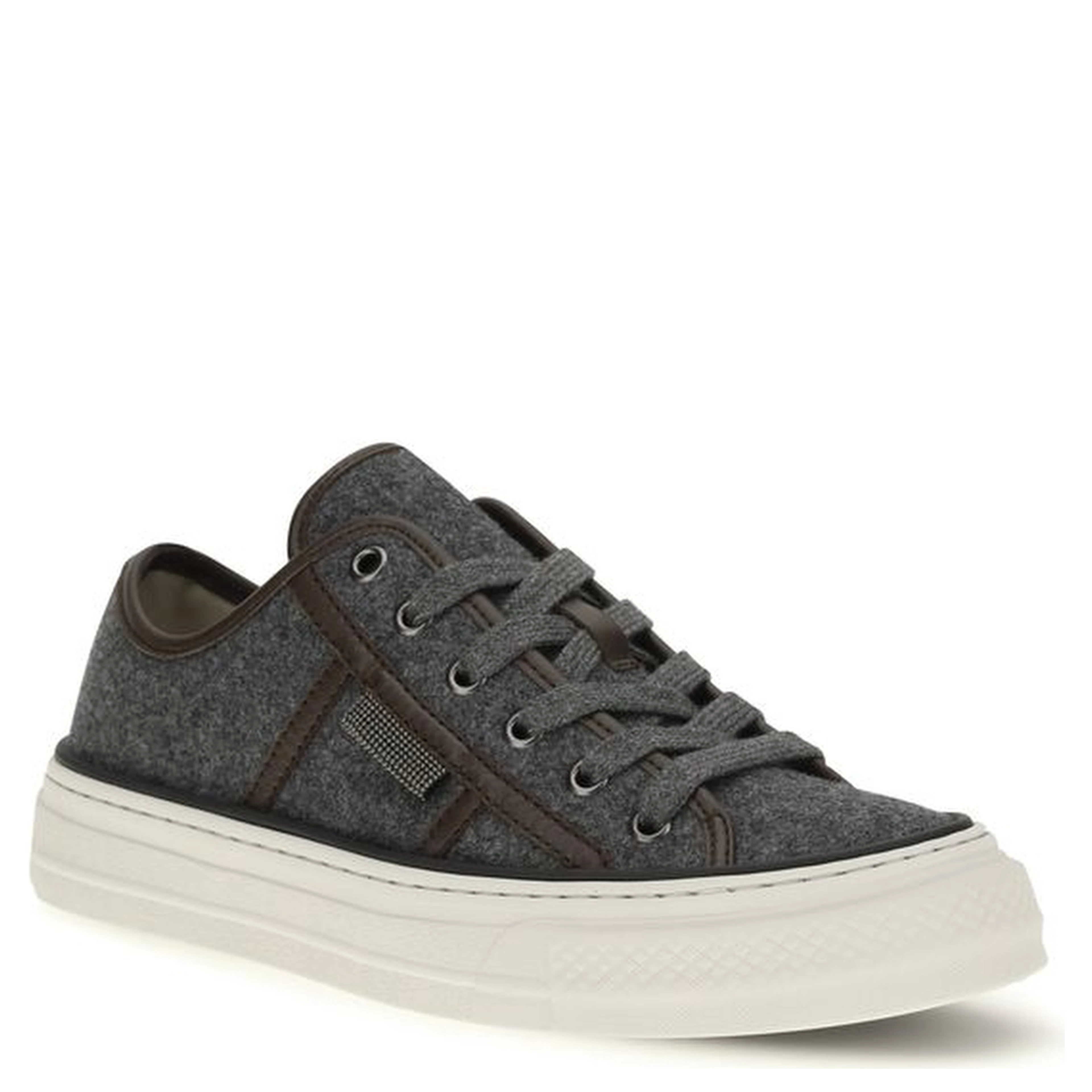 Gray Suede Leather Low Top Sneakers