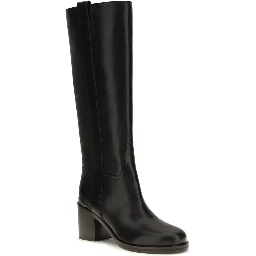 Black Calf Leather Bos Taurus High Heel Boots