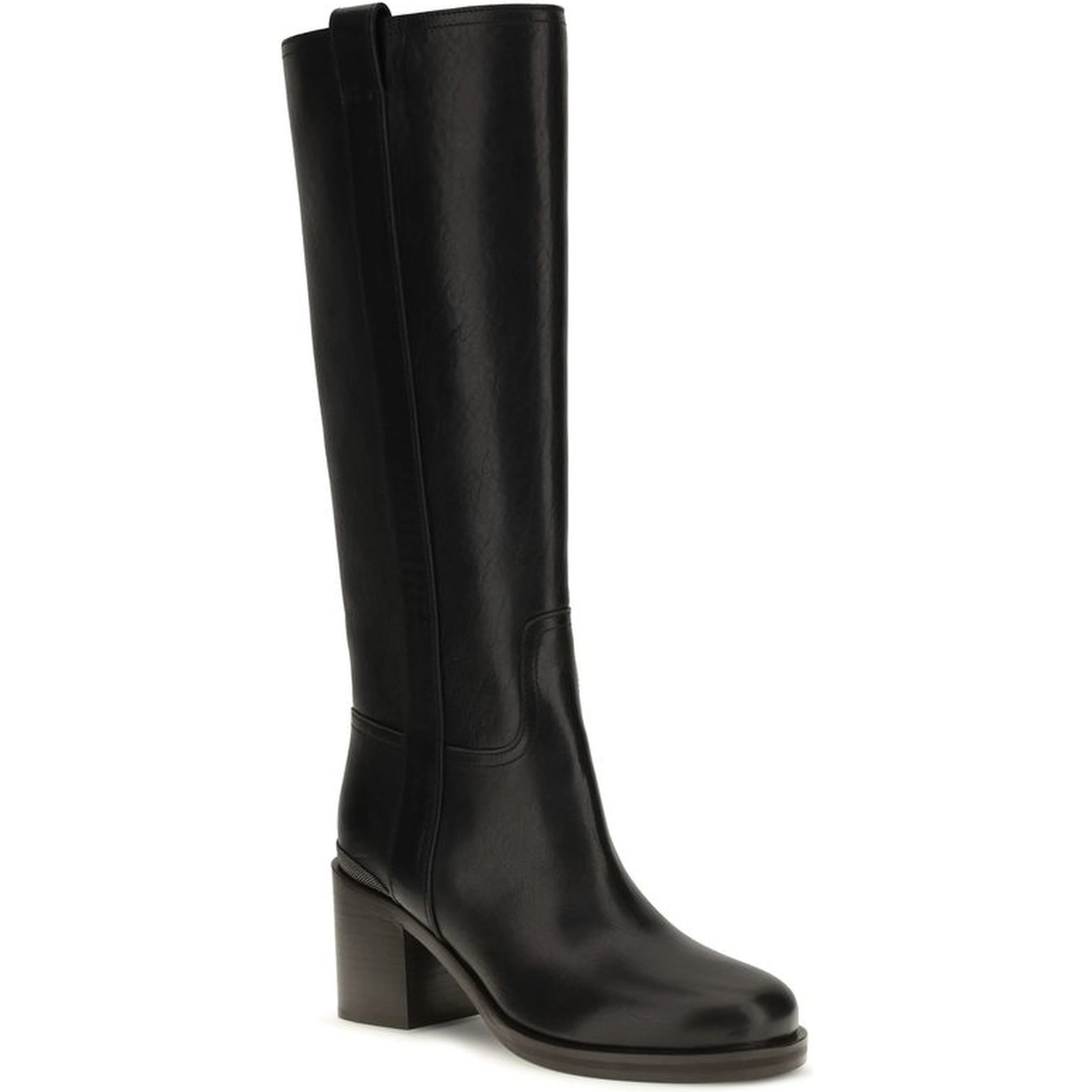 Black Calf Leather Bos Taurus High Heel Boots