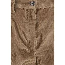 Brown Cotton Casual Pants