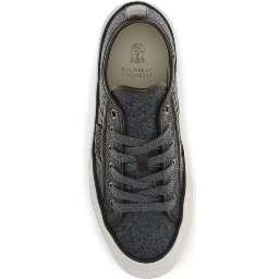 Gray Suede Leather Low Top Sneakers