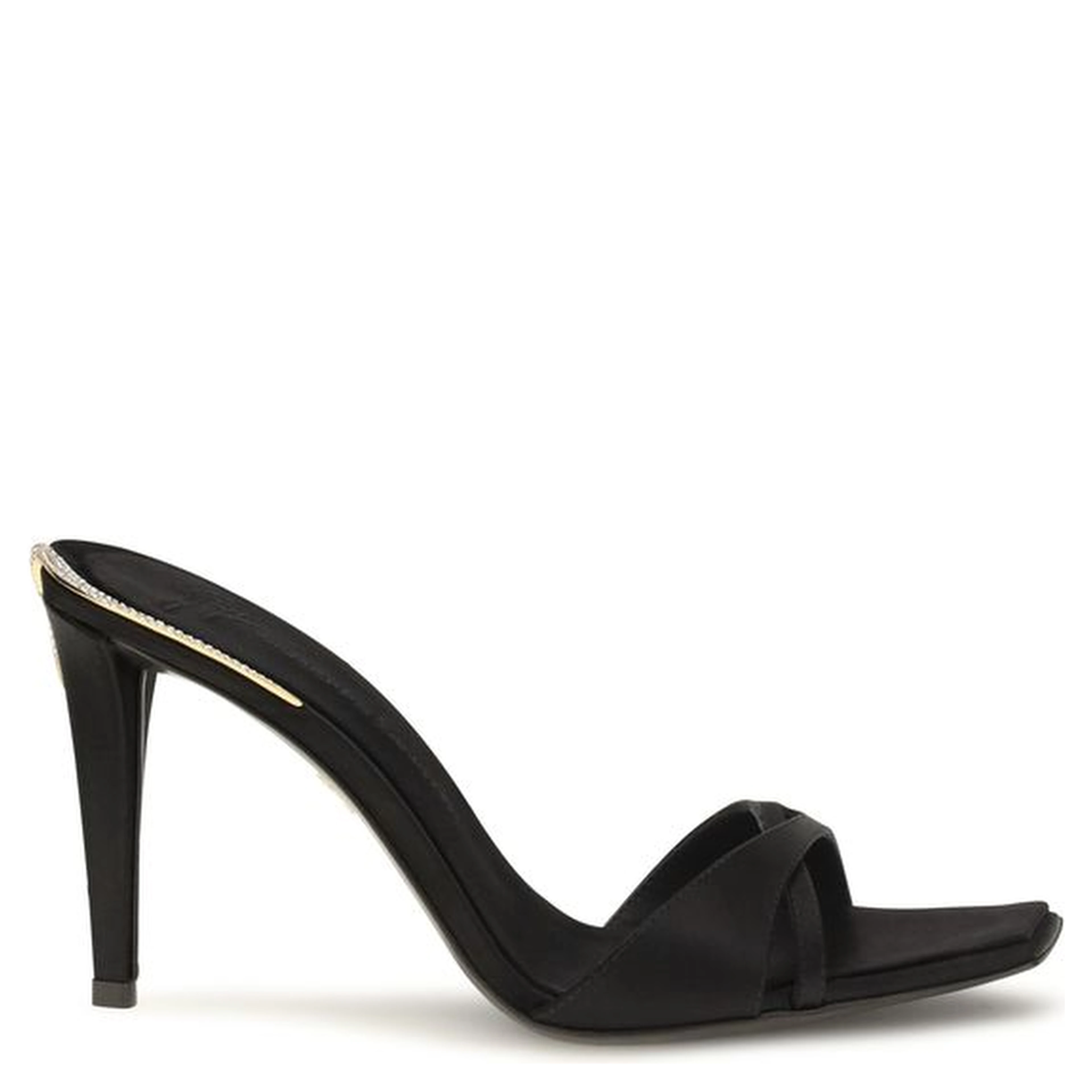 Black Viscose Stiletto Heel Sandals