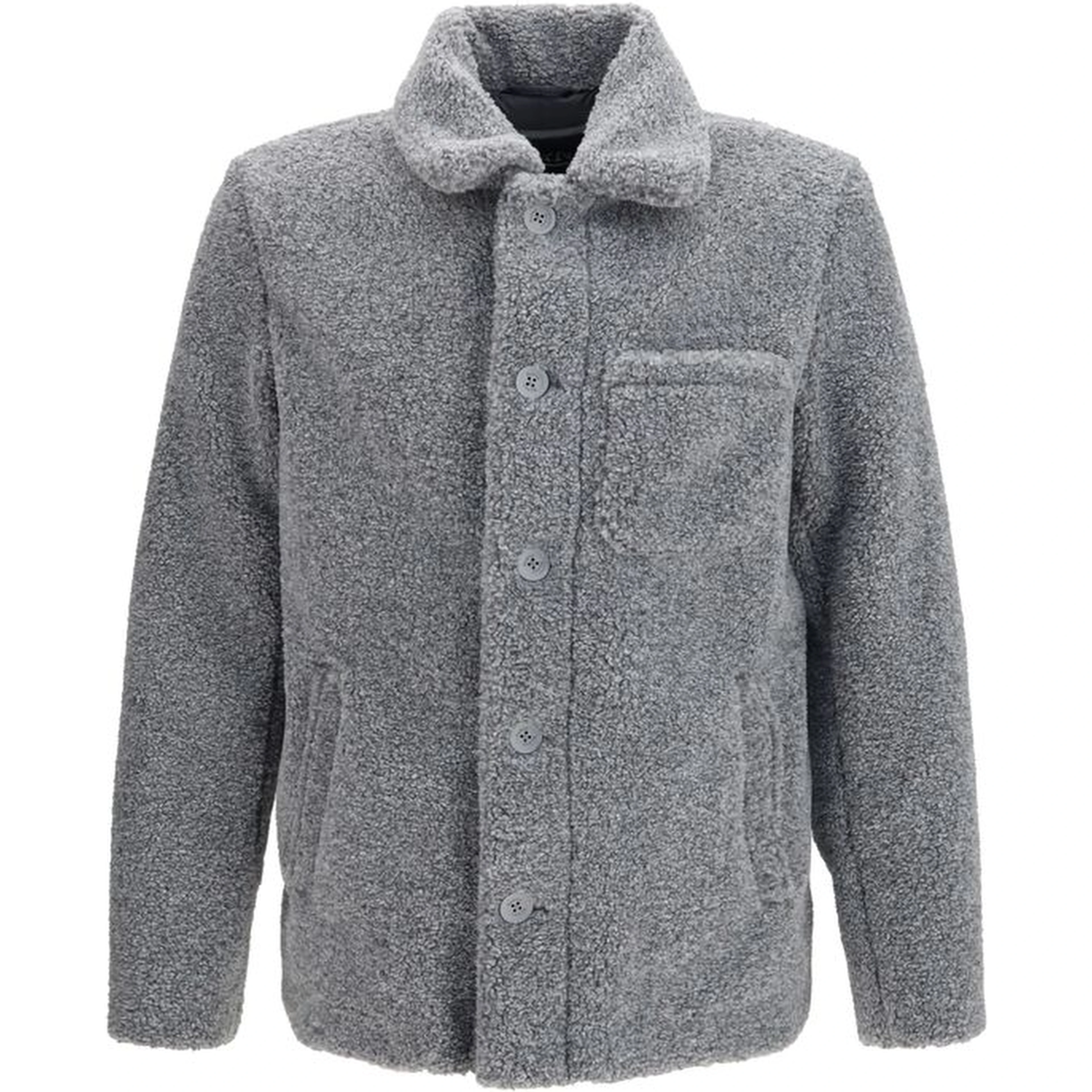Gray Polyester Full-Length Jacket