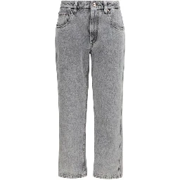 Gray Cotton Straight-Leg Jeans