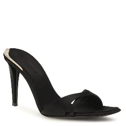 Black Viscose Stiletto Heel Sandals