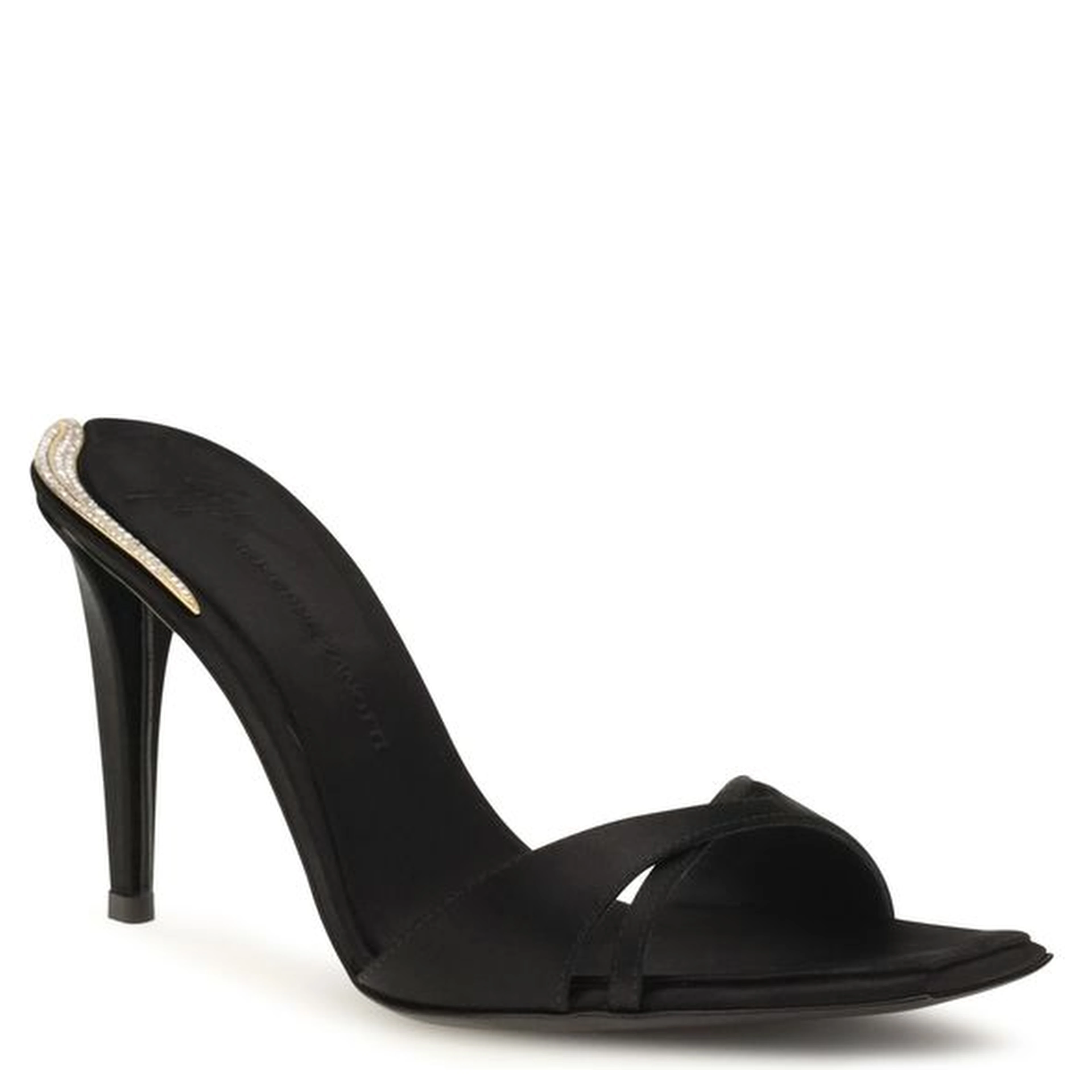 Black Viscose Stiletto Heel Sandals