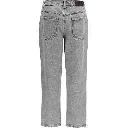 Gray Cotton Straight-Leg Jeans
