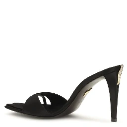 Black Viscose Stiletto Heel Sandals