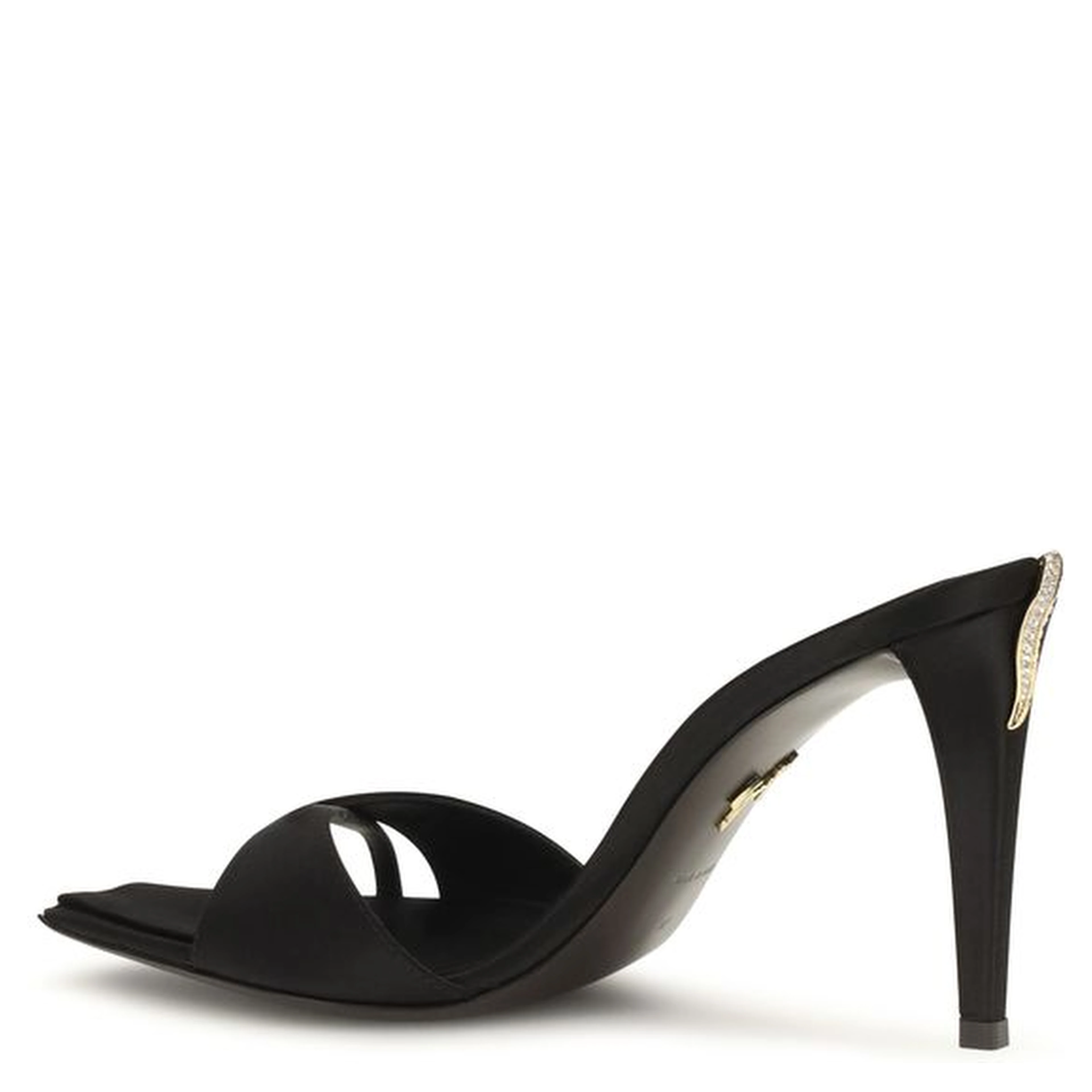 Black Viscose Stiletto Heel Sandals