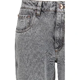 Gray Cotton Straight-Leg Jeans