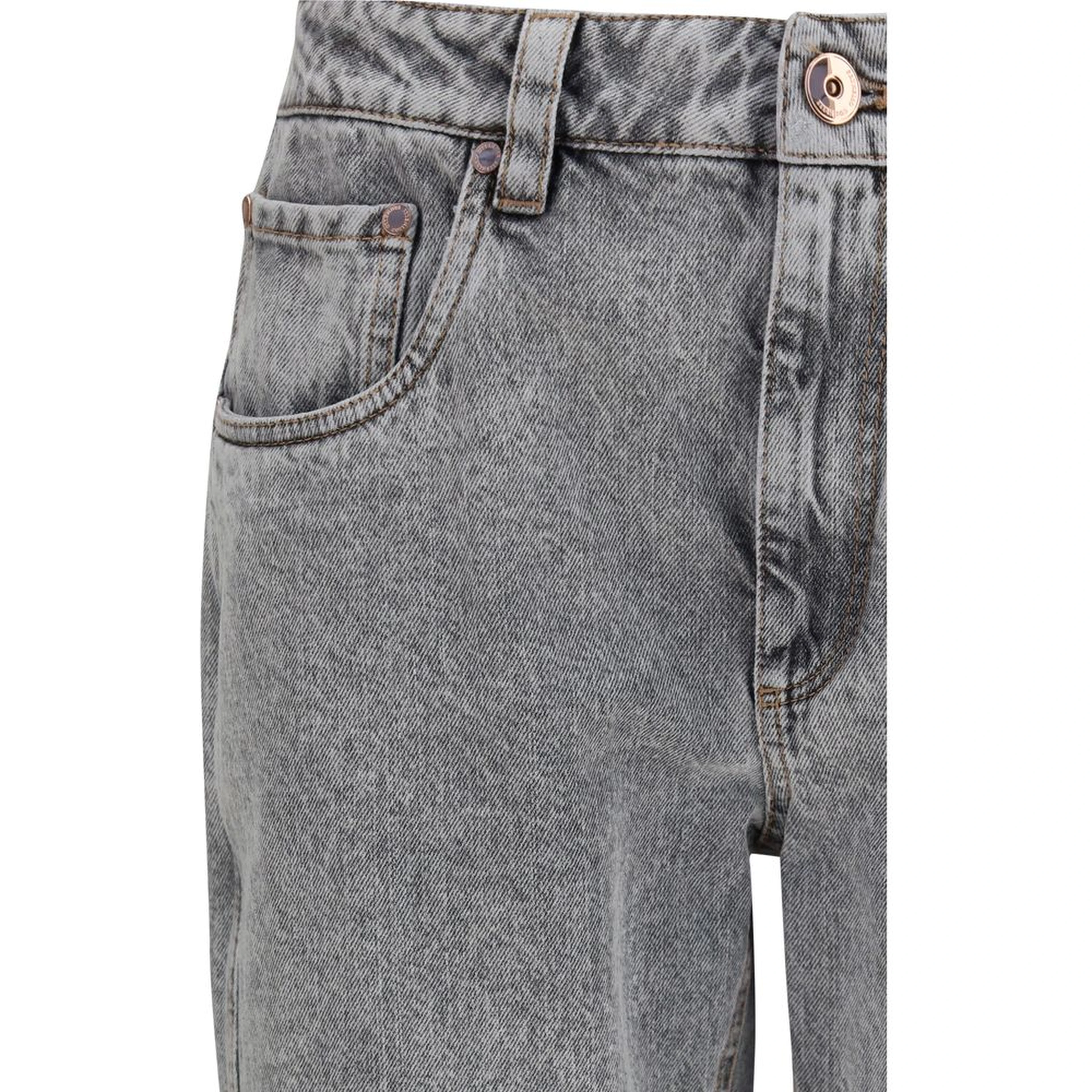 Gray Cotton Straight-Leg Jeans