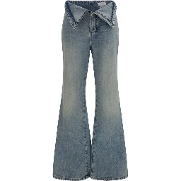 Blue Cotton Flared Jeans