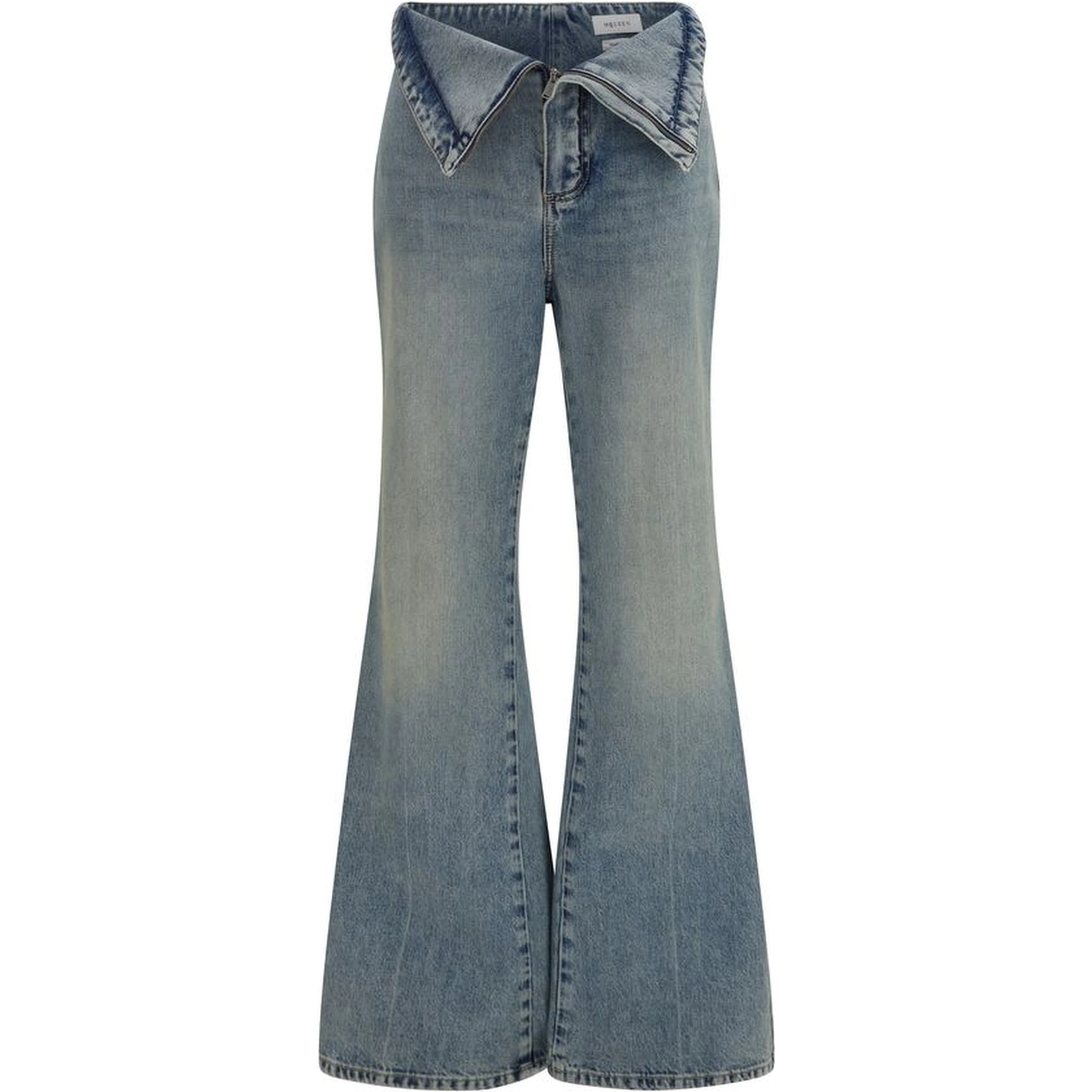 Blue Cotton Flared Jeans