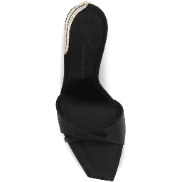 Black Viscose Stiletto Heel Sandals