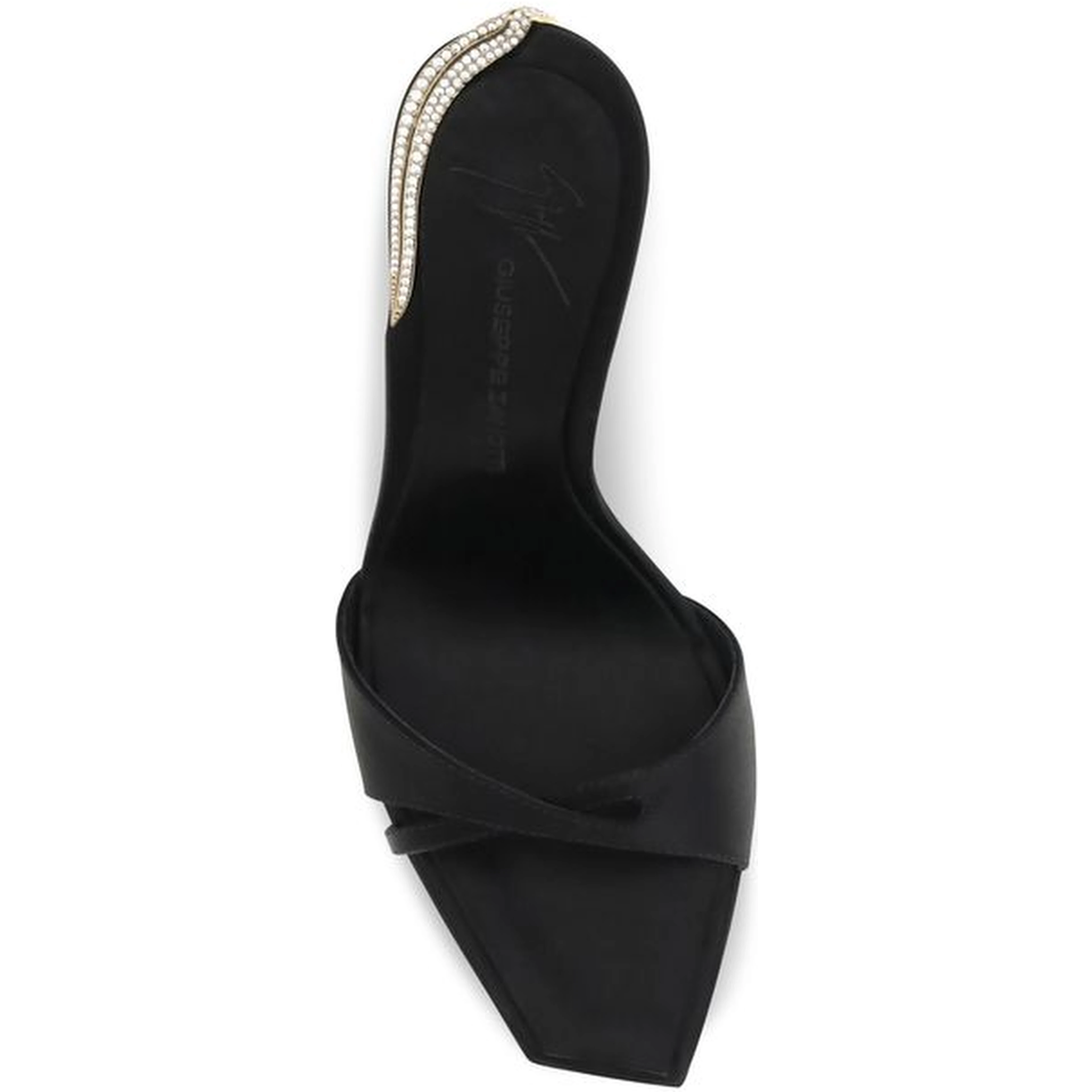 Black Viscose Stiletto Heel Sandals
