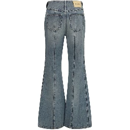 Blue Cotton Flared Jeans
