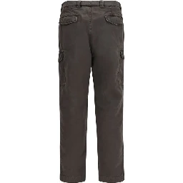 Brown Cotton Casual Pants