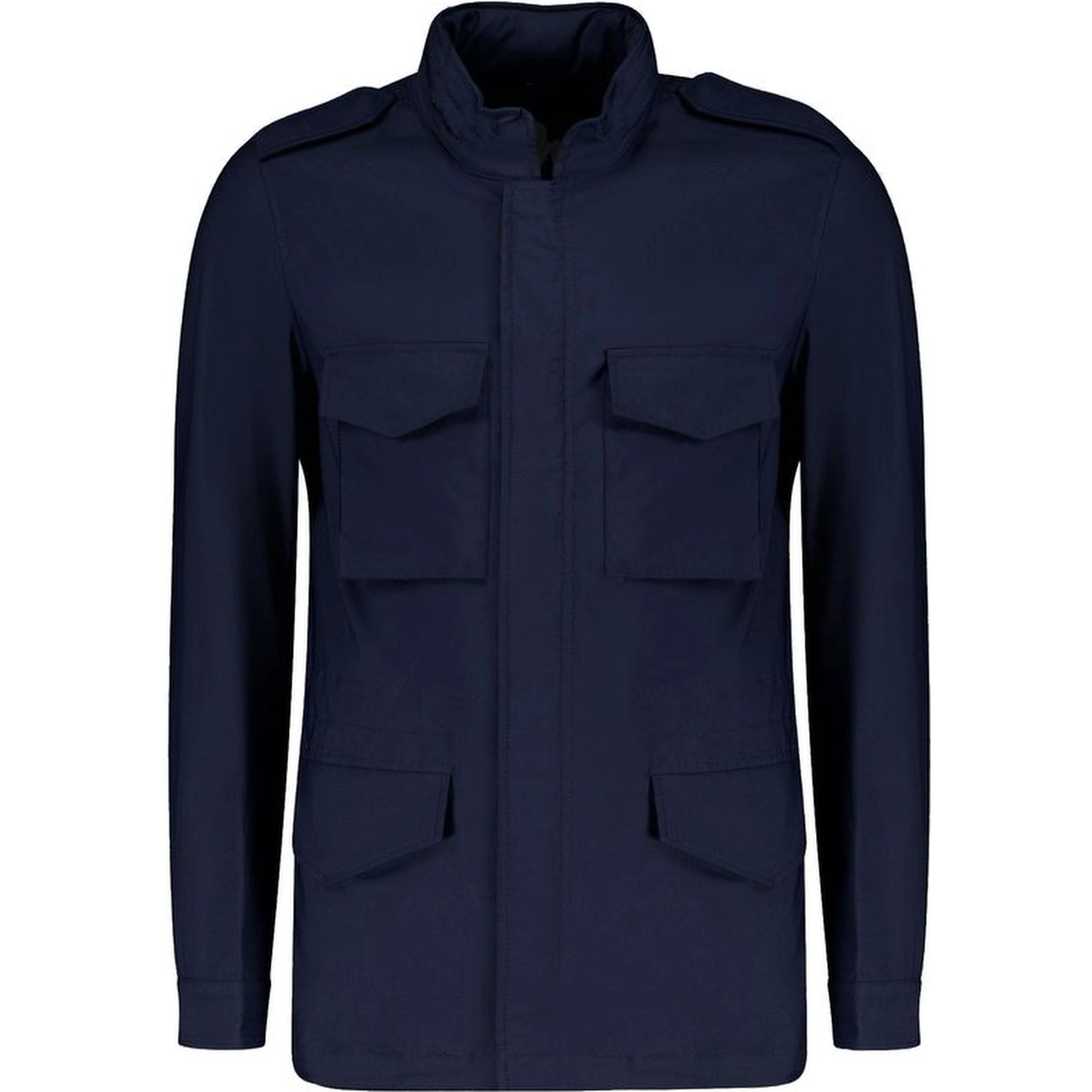 Navy Blue Cotton Full-Length Jacket