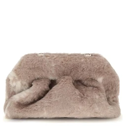 Beige Faux Fur Clutch Bag