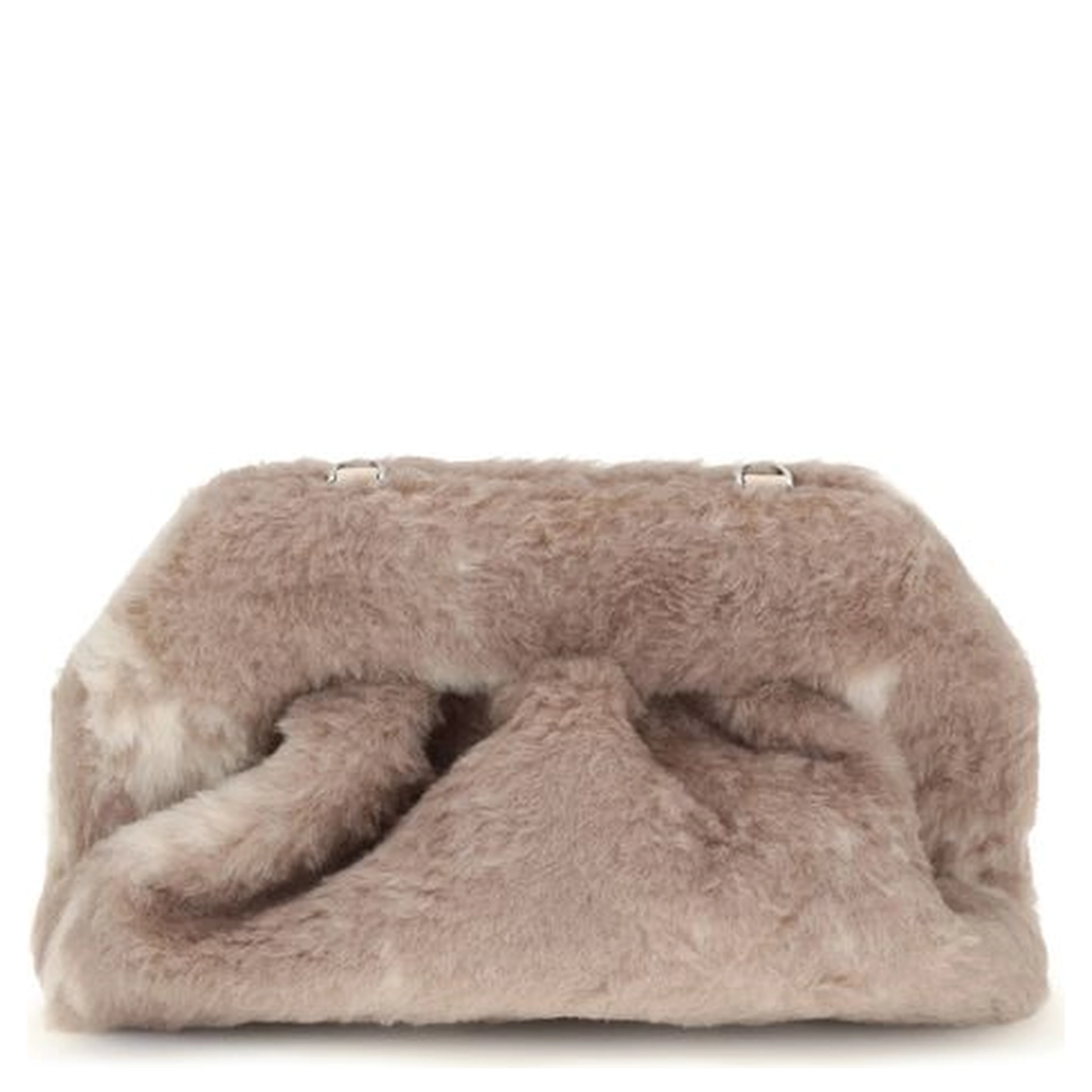 Beige Faux Fur Clutch Bag