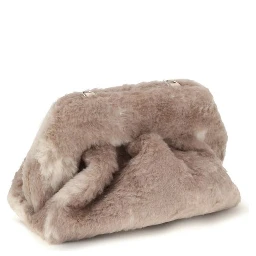 Beige Faux Fur Clutch Bag