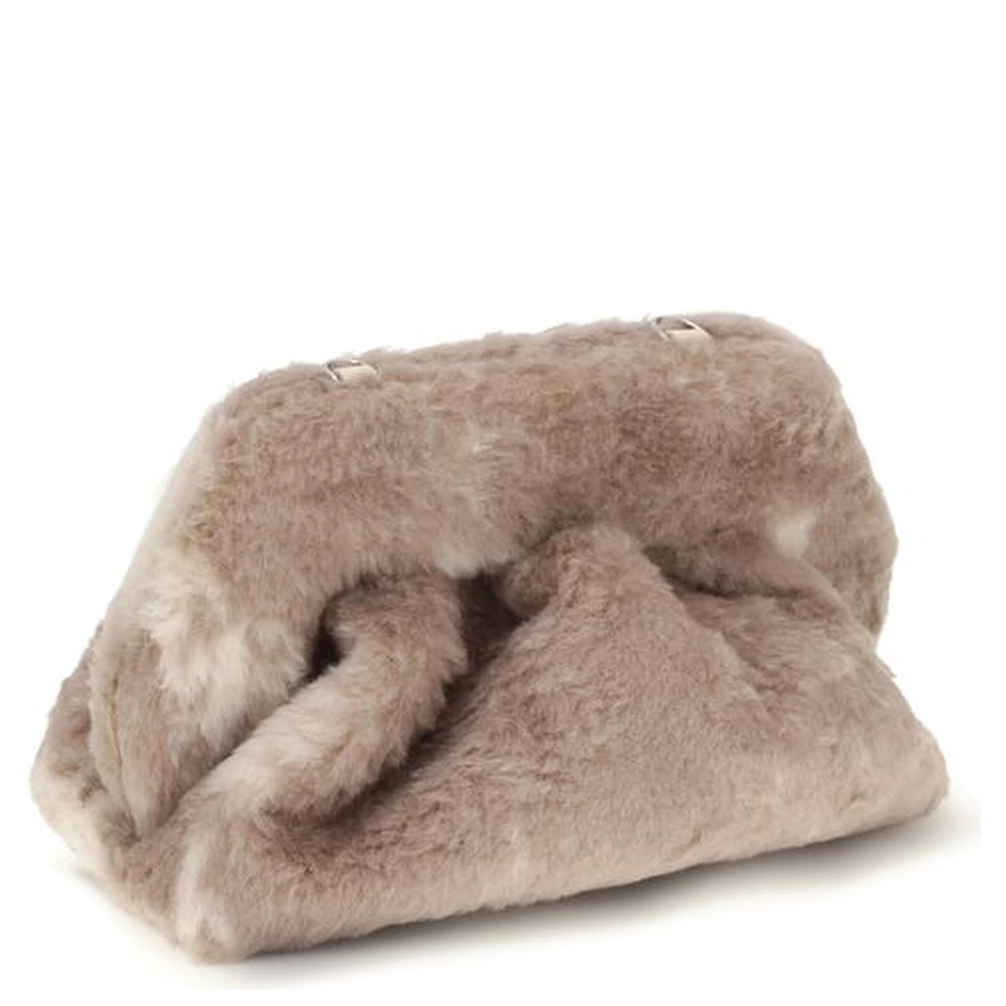 Beige Faux Fur Clutch Bag