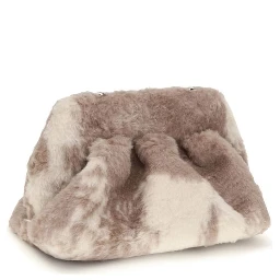 Beige Faux Fur Clutch Bag